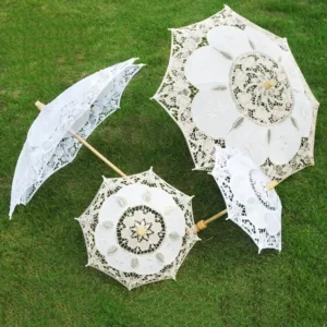 Wedding Decoration Props Kids Mini Small Umbrella White Ivory Lace Parasol Bride Wedding Umbrellas