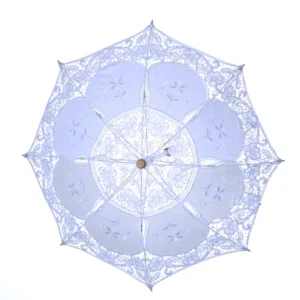 Wedding Lace Umbrella Cotton Embroidery Bridal Parasol Sun Umbrella White Beige for Wedding Decoration