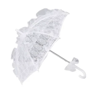 Wedding Lace Umbrella White Lace Stainless Steel Handle Wedding Bride Umbrella European Style Wedding Lace Umbrella