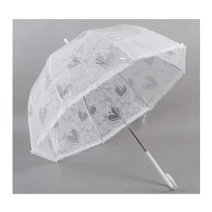 Wedding Umbrellas with White Lace Craft Design Straight Umbrella