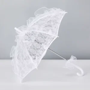 White Bridal Lace Parasol Umbrella for Wedding Decoration