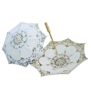 White Lace Bridal Umbrella Parasol for Wedding