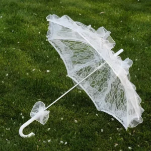 White Lace Craft Bride Umbrella Small Kids Mini Decoration Umbrella Props White Ivory Lace Parasol Bride Wedding Umbrellas