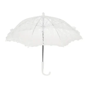 White Lace Parasol Umbrella Vintage Floral Embroidery Bridal Wedding Accessory Lightweight Elegant Sun Protection for Women