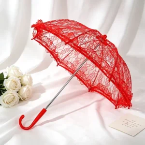 White Lace Umbrella Lace Crook Handle Wedding Dance Party Decoration Umbrella for Wedding