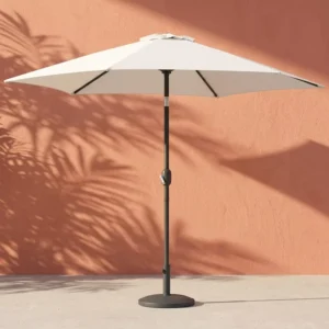 White Large 10ft Round Aluminum Tilt Crank Waterproof UV-Resistant Garden Market Umbrella for Restaurant Patio