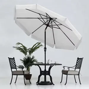 White Patio Umbrella for Outdoor Table Market 8 Ribs 10ft Light Beige
