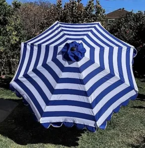 White Scalloped Edge Replacement Edge Umbrella Canopy for 9ft 8 Ribs Luxury