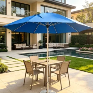 Wind Resistant Fiberglass Center Pillar Outdoor Foldable Umbrella Heavy Duty for Hotel Warehouse Park Use