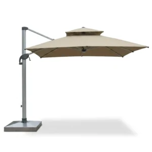 Wind-Resistant Roman Double-Top Cantilever Patio Umbrella 360° Rotating Heavy-Duty Sun Shade