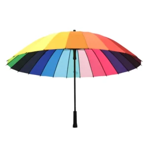 Wind-Resistant Straight-Pole Rainbow Manual Long-Handle Golf Travel Umbrella