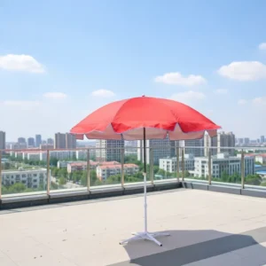 Wind Vent Silver Lining 1.3m Sun Umbrella UV Block Waterproof Polyester Adjustable Iron Pole for Patio Cafe Commercial Use