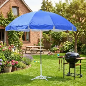 Windproof 1.5m Silver Coated Sun Parasol Vented Top Foldable Portable Outdoor Patio Beach Sun Shade Umbrella Factory