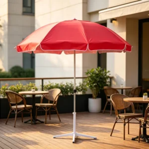 Windproof 140CM Outdoor Sun Umbrella with Double Frame Rib and Wind Vent for Beach Patio Garden Shade