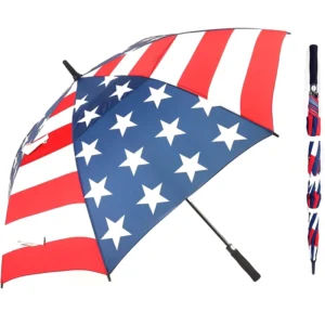 Windproof 30-Inch 8K Semi-Automatic Double-Canopy Vented Travel Umbrella, 190T Pongee Straight Umbrella