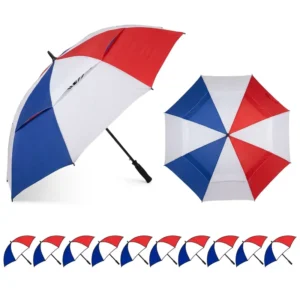 Windproof 30-Inch France Flag Golf Umbrella with Double-Layer Canopy