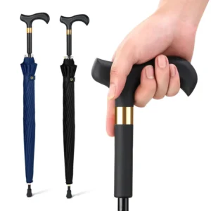 Windproof 30-Inch Walking Stick Umbrella with Cane for Hiking and Walking Assist