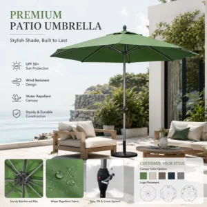 Windproof Aluminum Structure Water-Repellent Canopy Outdoor Patio Umbrella Without Base