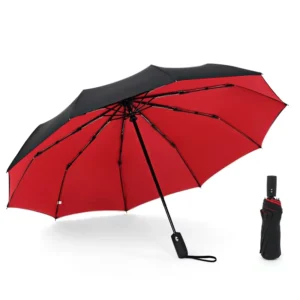 Windproof Automatic 3-Fold UV Compact Travel Double-Canopy Sun Rain Umbrella