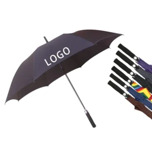 Windproof Automatic Open 190T Pongee Fibreglass Large Straight Handle Golf Umbrella With Logo