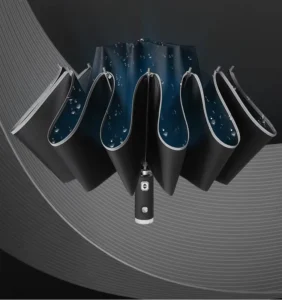 Windproof Automatic Reverse Inverted Folding Umbrella Reflective Reversible Safety Compact Umbrella