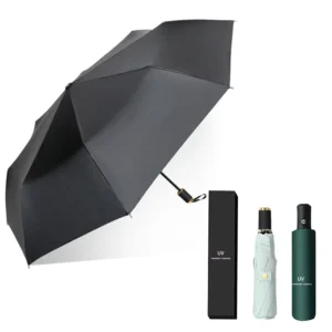 Windproof Automatic Umbrella With Logo Stainless Steel 3-Folding Design Classic Pongee for Business Travel Folding Umbrella 8K