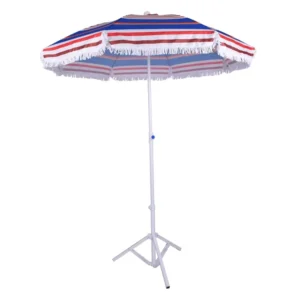 Windproof Big Tassel Stripe Printed Beach Umbrella