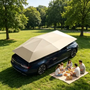 Windproof Car Side Umbrella Awning for Open-Air Vehicle Cooling