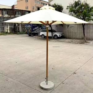 Windproof Central Pole Outdoor Commercial Parasol with Customized Print, Wooden Color, Supplier