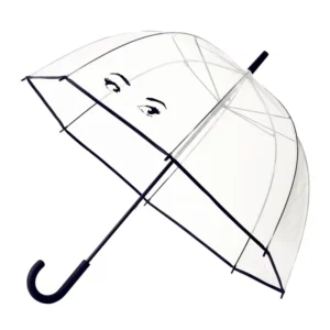 Windproof Clear Straight Umbrellas with Custom Logo Printing OEM Dome Design