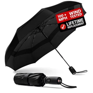 Windproof Compact Travel Umbrella Withstands 100 MPH Winds Auto-Folding Durable Portable Rain and Sun Umbrella