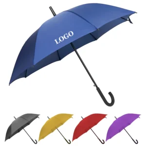 Windproof Custom Logo Automatic Straight Golf Umbrella with Pongee Fabric
