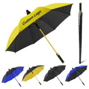 Windproof Custom-Logo Straight Umbrella for Outdoor Promotion