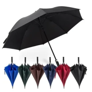 Windproof Double Automatic Golf Umbrella Oversized Men’s Business Straight Long Handle with Custom Logo Printing