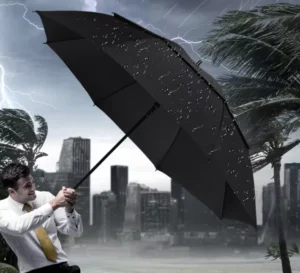 Windproof Extra-Strong Storm Umbrella with Vented Canopy, Auto Open, Solid EVA Handle