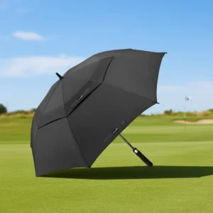 Windproof Fiberglass Auto-Open Extra-Large Heavy-Duty Double-Canopy Umbrella for Adults