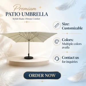 Windproof Fixed Parasol with Zinc Stand for Outdoor Sun Protection