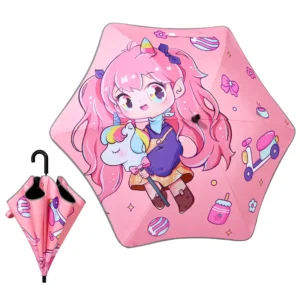 Windproof Kids Safety Umbrella Cartoon Animal Dinosaur Print UPF50 Waterproof For School Outdoor Travel OEM