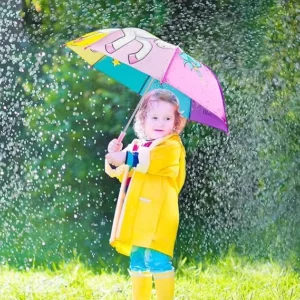 Windproof Kids Stick Rain Umbrella for Toddler Boys Girls Custom Logo & Full All Over Printing Children Outdoor Rain Umbrella