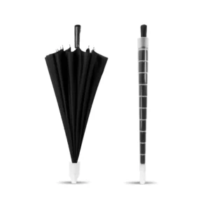 Windproof Long Handle Manual Straight Umbrella, 16-Panel, With Plastic Cover