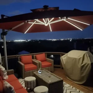 Windproof Offset Patio Umbrella with Base