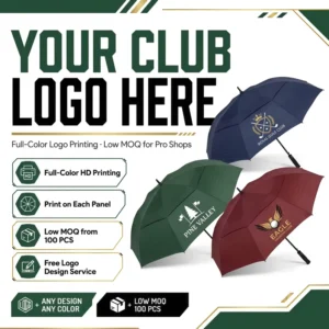 Windproof Oversize Double-Layer Semi-Automatic Golf Umbrella Factory Direct