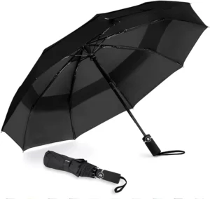 Windproof Pongee Rain Travel 3-Fold Auto-Open Auto-Close Large UV Umbrella