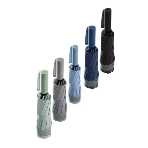Windproof Pongee Reverse Three-Folding Umbrella Fully Automatic Ten-Bone Reflective Stripe