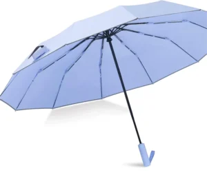 Windproof Pongee Travel 3-Folding Auto Open-Close UV Umbrella