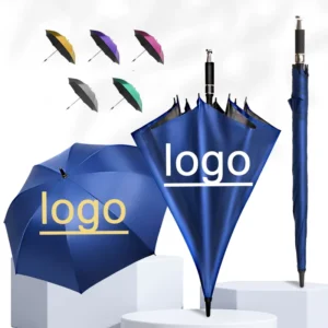 Windproof Solid Color Straight-Handle 30 Inch Golf Umbrella with Logo