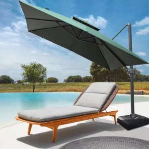 Windproof Square Offset Double-Layer Cantilever Patio Umbrella with Cross Base