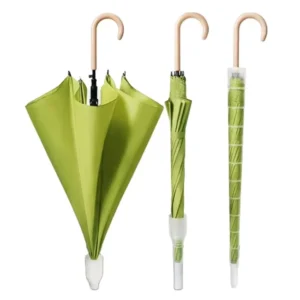 Windproof Straight Umbrella with Plastic Cover, No-Drip Feature