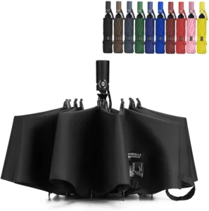 Windproof Travel Umbrella Compact Large Size 210T Waterproof Fabric Automatic Folding Reverse Umbrella