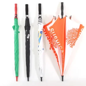 Windproof UV Golf Umbrella, Logo Printed, Semi-Automatic Straight Umbrella